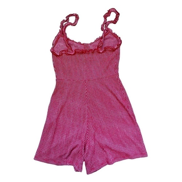 Zara red and white gingham print one piece romper with ruffle straps - Picture 10 of 11